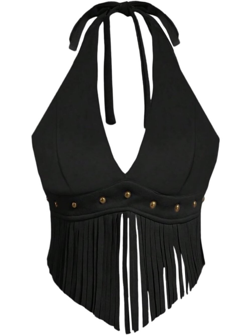 Chic Women's Fringe Faux Suede Halter Top - Perfect for Festivals & Night Out